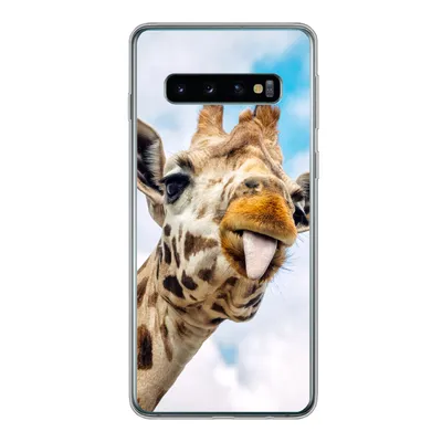 Produktbild von MuchoWow® Handyhülle Schutzhülle Hülle für Samsung Galaxy S10 Giraffe - Lustig - Zunge - Kinder - Jungen - Mädchen - Kind Silikon Softcase Handy Hülle - Handytasche
