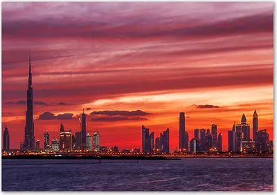 Produktbild von Tulup® Leinwandbild - 100x70 cm - Wandkunst - Drucke auf Leinwand - Leinwanddruck  - Sehenswürdigkeiten & Architektur - Orange - Sonne Dubai