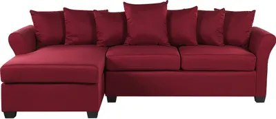 Produktbild von BELIANI Ecksofa Rot Polyester L-Förmig Rechtsseitig Kissen Inklusive Minimalistisch Modern Wohnzimmer