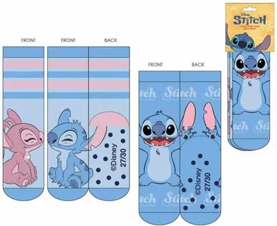 Obrázek produktu pro Disney Stitch – 2 páry protiskluzových ponožek pro děti s motivem, velikost 35/38