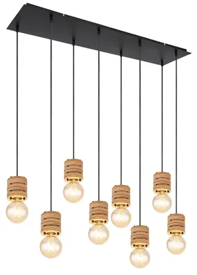Produktbild von Hängeleuchte, 8-Flammig, Holz braun, schwarz, L 98 cm