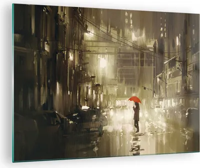 Produktbild von Bilder auf glas - Illustration Katastrophe Städtische Straße Regen - 70x50cm - Glasbilder - Wandbilder - Kunstdruck - Wanddekoration aus Glas - Glas Bilder - Wandbild auf Glas - GAA70x50-3192