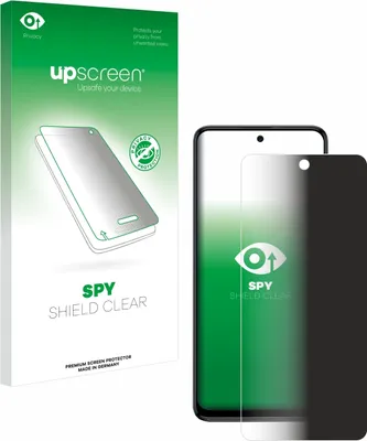 Product packaging and a representation of the screen protector on a phone.