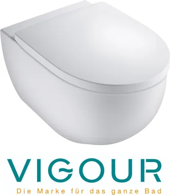 Produktbild von VIGOUR DERBY Wand-WC rund spülrandlos mit verdeckter Befestigung und SoftClose WC-Sitz, weiß