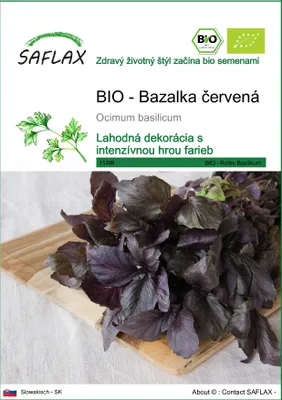 Produktbild von SAFLAX - BIO - Bazalka červená - Ocimum basilicum - 400 Semená
