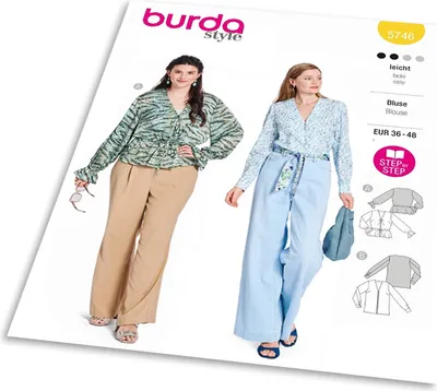 Obrázek produktu pro Střih Burda 5746 - Propínací halenka, halenka se stahováním v pase