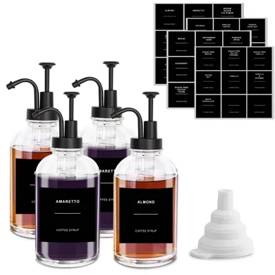 Productafbeelding van Set van 4 glazen koffiesiroopdispensers, 500 ml