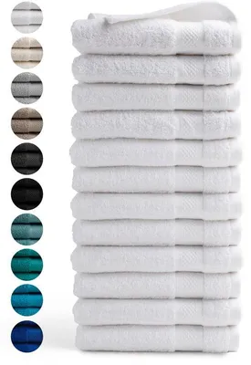 Zdjęcie produktu dla Unyqoos® Ręczniki hotelowe DoubleDry, 50 x 100 cm - zestaw 12 sztuk, 100% bawełna, 500 g/m², bardzo dobrze chłonące, białe