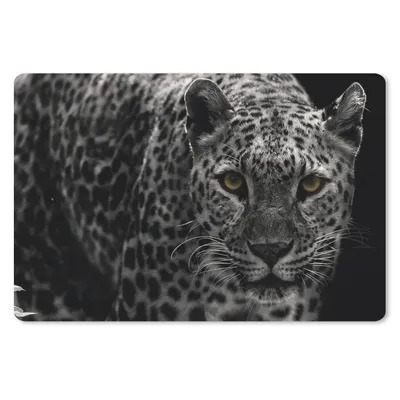 Produktbild von MuchoWow® Mauspad Mousepad Leopard - Schwarz - Weiß 27x18 cm - Mousepads - Maus Mat - Pad - Mausunterlage - Büroartikel - Desk Matten
