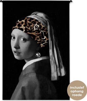 Produktbild von MuchoWow® Wandteppich Wandbehang Das Mädchen mit dem Perlenohrring - Johannes Vermeer - Pantherdruck 120x180 cm Tapisserie Dekoration Wandtuch - Schlafzimmer - Dekorationen für das Haus