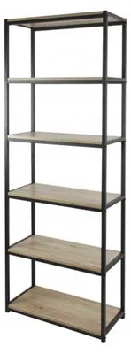 Image de Bibliothèque à 6 niveaux en bois et métal "Loft" - Noir - H 180 x L 60 x P 30 cm