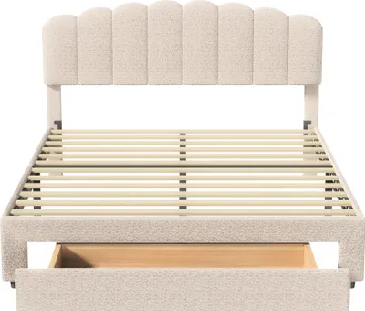 Produktbild von UnboxG Polsterbett 160x200cm mit USB und Steckdosen, Jugendbett Doppelbett mit Schubladen, Stauraumbett, Massivholzbett mit LED und Lattenrost, Schafwolle, Grau