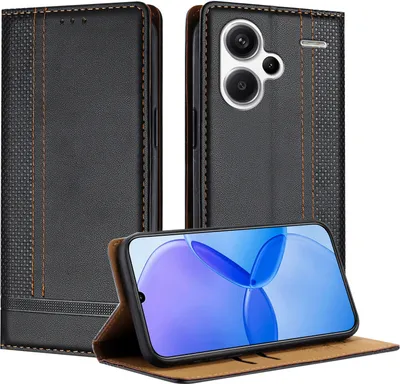 Obrázek produktu pro Pouzdro pro Xiaomi Redmi Note 13 Pro+ kožené flipové pouzdro s funkcí stojánku černé