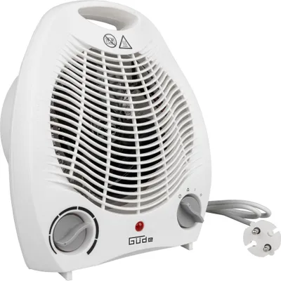 A white Güde brand electric heater is shown against a white background.