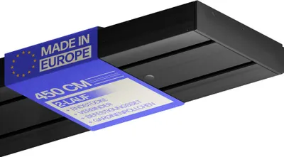 Obrázok produktu pre Záclonová dráha 450 cm (1x90/3x120 cm) / kompletná súprava 2-koľajovej záclonovej dráhy (spojka, upevňovacia súprava, bočný kryt, záclonové valčeky)