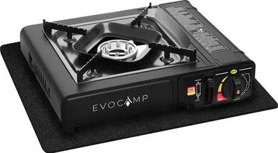 Produktbild von EVOCAMP Campingkocher 1-flammig mit Piezozündung - mit Tragekoffer und feuerfester Unterlage 40x32 cm (ohne Gaskartuschen)