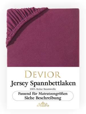 Produktbild von Devior Jersey Spannbettlaken 180x200 - 200x220 bordeaux Bettlaken 100% Baumwolle für Boxspringbett und Wasserbett