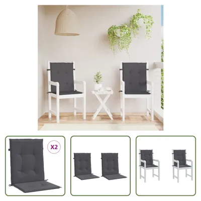 Image de The Living Store Coussin pour chaise de jardin à dossier bas 2 pcs. Anthracite