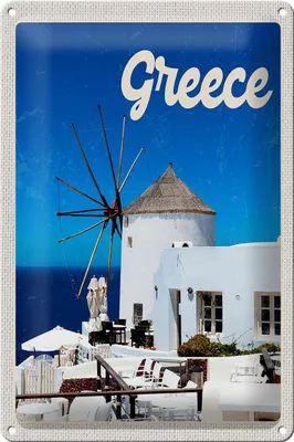 Produktbild von Blechschild Reise 20x30cm Greece Griechenland weiße Häuser
