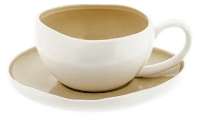 Obrázek produktu pro Šálky na moka a podšálky Wave Cream – 12dílná sada v bílo-béžové barvě