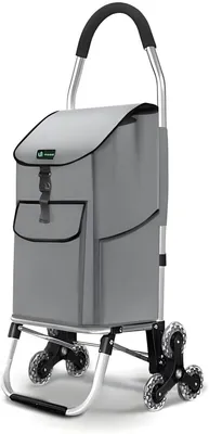 Produktbild von PolkaHome® Einkaufstrolley aus Aluminium mit 6 Rädern, wasserdichtem Fach, klappbar, 2-in-1, 45 l