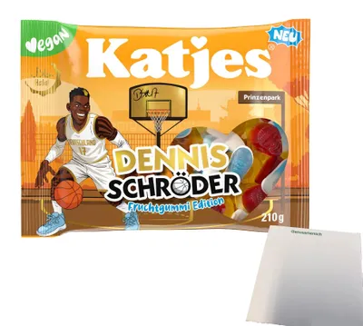 Produktbild von Katjes Dennis Schröder Fruchtgummi (210g Beutel) + usy Block