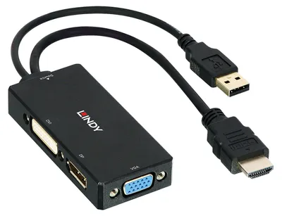 Imagen del producto de Lindy 38182: Adaptador Lindy de HDMI a DP/DVI/VGA (multipuerto)
