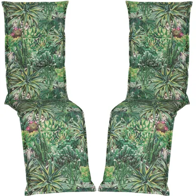 Produktbild von NYVI Relaxliegen Auflagen Piemont 2er Set - 171x46x8 cm Kaktuslandschaft - Extra Starker 8cm Sitzpolster - Gartenmöbel Auflagen mit Halteband & Bindebändern