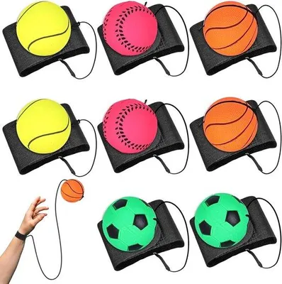 Image de Lot de 8 balles d'entraînement pour les mains avec cordes, diamètre 6 cm