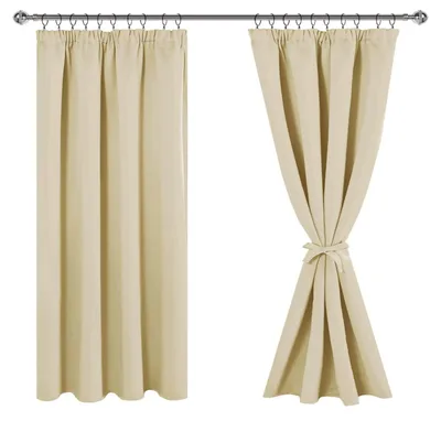Produktbild von Omgoods – Verdunkelungsgardinen mit Faltenband – Beige, 137 x 117 cm, Set aus 2 Stück