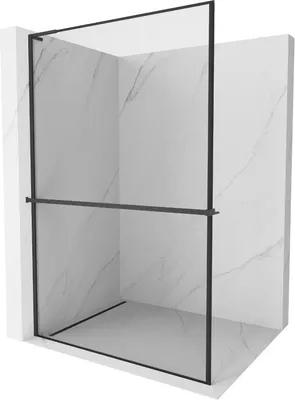 Produktbild von Mexen Kioto+ L Duschwand mit Regal Walk-in 100 x 200 cm, schwarzes Muster, schwarz - 800-100-123-70-70