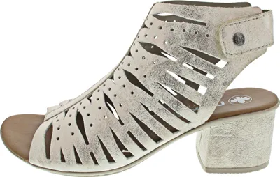 Produktbild von Rieker Damen Sandalette Hochfront Schaftsandale Cutouts und Blockabsatz 64676, Größe:40 EU, Farbe:Beige