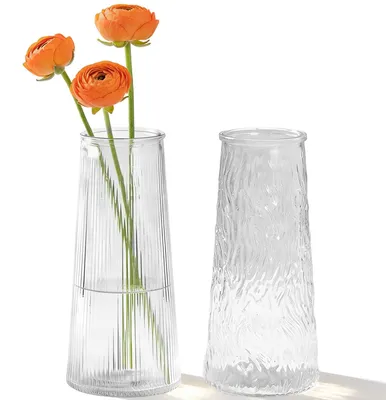 2er-Set Glasvasen, zylindrisch, transparent, 20 x 6,5 cm