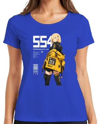 Zdjęcie produktu dla Koszulka damska z motywem anime, styl techwear, kolory: żółty i czarny, cyberpunk, manga, Japonia, styl Y2K, dla fanów anime, kolor: niebieski, rozmiar: XL
