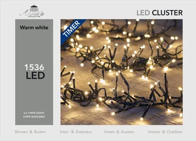 Produktbild von Cluster-Leuchten 1536l/9m led warmweiß - 4m Leitung schwarz - Doppelröhrentransformator