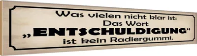Produktbild von vianmo Holzschild 10x46 cm das Wort Entschuldigung Spruch Zitat
