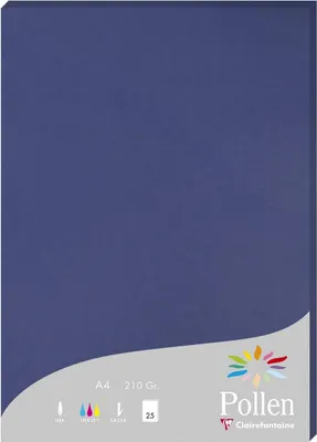 Obrázek produktu pro Clairefontaine Pollen, Laserový/inkoustový tisk, A4 (210x297 mm), 25 listy, 210 g/m², Námořnická modrá, Forest Stewardship Council (FSC) Mix