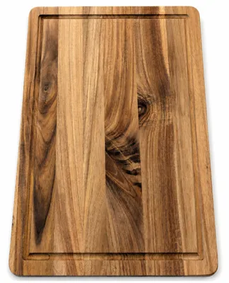 Obrázok produktu pre com-four® Rezacia doska z akáciového dreva, 37 x 25 cm - kuchynská doska s drážkou na odkvapkávanie šťavy