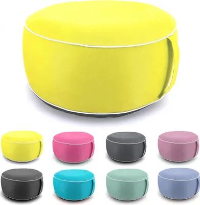 Produktbild von heimtexland ® Outdoor Pouf Sitzkissen Aufblasbar Garten Lounge Hocker Wetterfest Sitzsack Yoga Bodenkissen Typ841 Gelb