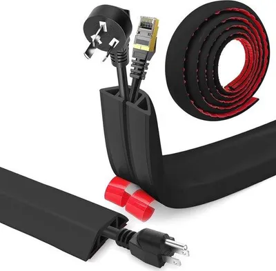 Produktbild von Famanu Kabelkanal für Stromkabel - Flexible PVC Kabelbrücke (Schwarz, 4 cm x 5 m)