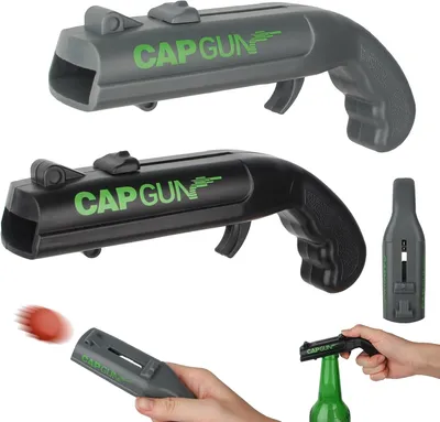 Productafbeelding van Realjoy 2 stuks Cap Gun flesopener pistool - Kroonkurkpistool - Grappige schot flesopener - Bierdekselpistool - Biercadeaus voor mannen - Thuis