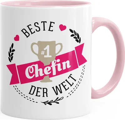 Produktbild von Kaffee-Tasse beste Chefin der Welt Geschenk für Chefin MoonWorks® rosa unisize