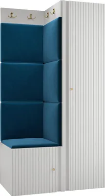 Produktbild von MIRJAN24 Garderoben-Set Orion Ryfel Slim XXV, Kleiderschrank, Schuhschrank, Kleiderhakenbrett, 7x Paneel 42x42, 6 Kleiderhaken für Kleidung, Metallgriffe (Farbe: Weiß, Manila 26)