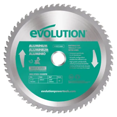 Obrázok produktu pre Evolution Power Tools A185TCT-60MS – pílový kotúč na rezanie hliníka, vhodný pre