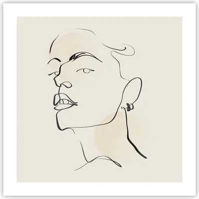 Produktbild von Poster - Poster ohne Rahmen - Minimalismus Porträt Linie - 50x50 cm - Wand Bild - Wanddeko - Wandbilder - Kunstposter - Wandposter - Bilder - Kunstdruck - Wanddekoration - Wandbild - P2XAC50x50-4815