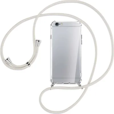 Produktbild von Handykette Backcover-Schutzhülle mit Band (Metall silberfarben) für Apple iPhone 6 / 6S - broken white