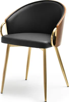 Image de Chaise de salle à manger CERYS - noyer / noir / or