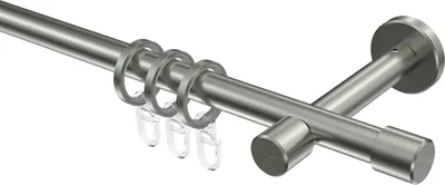Produktbild von Interdeco Gardinenstange / Vorhangstange Edelstahl-Optik, Typ Sinux Casa (Kappe), 16 mm Ø 1-läufig, 280 cm