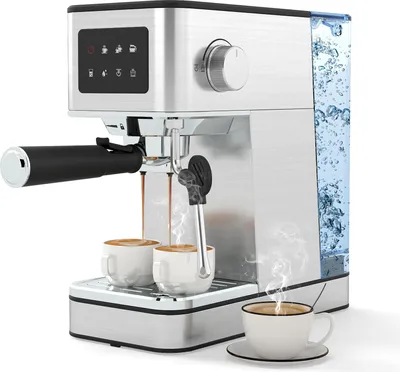 Immagine prodotto di Macchina per caffè espresso COSTWAY portafiltro 20 bar con montalatte, serbatoio dell'acqua rimovibile da 1,7 litri e touchscreen, macchina per caffè