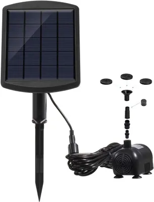 Produktbild von Solarbrunnen, Solar Springbrunnen, 1,8W DIY Solar Wasserpumpe mit 7 Düsen, 200 L/H Förderleistung, Solar Teichpumpe